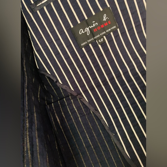 Agnès b. reverse seersucker navy blazer men’s 48 (runs small) - Picture 4 of 6